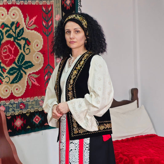 Vestă tradițională de damă cu mărgele - Bran, produs unicat
